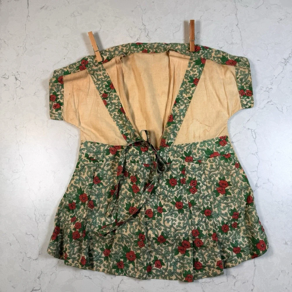 VTG Clothes Line Clothes Pin Holder Bag Hand Made 1960's Floral Dress Laundry